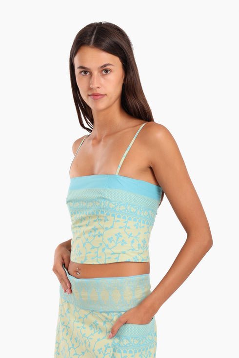 Short top in cotton with adjustable straps